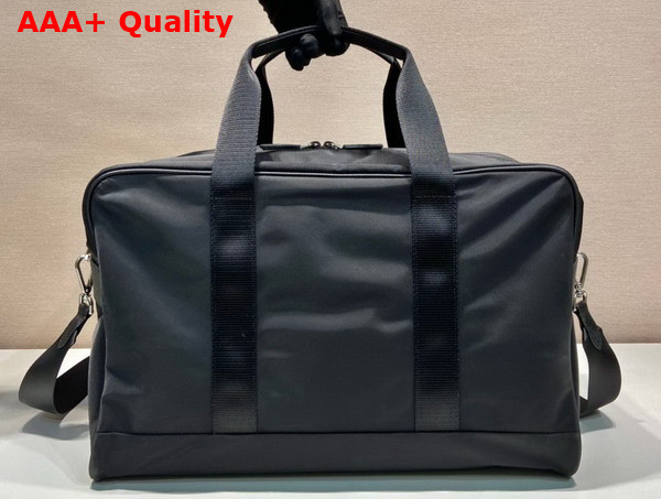 Prada Re Nylon and Saffiano Leather Duffle Bag in Black Replica