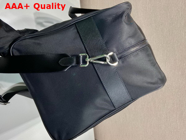 Prada Re Nylon and Saffiano Leather Duffle Bag in Black Replica