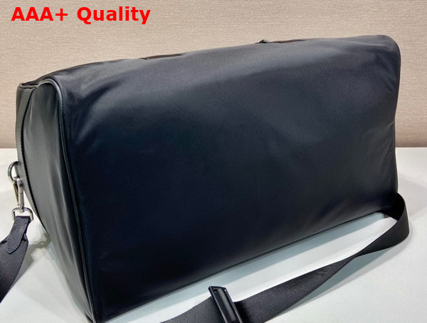 Prada Re Nylon and Saffiano Leather Duffle Bag in Black Replica