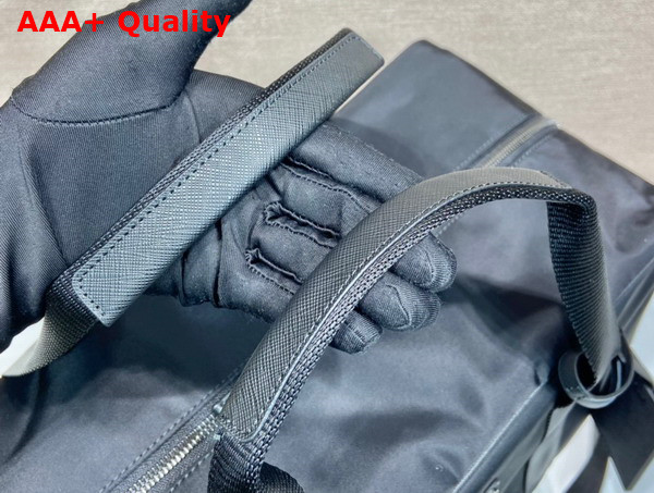 Prada Re Nylon and Saffiano Leather Duffle Bag in Black Replica