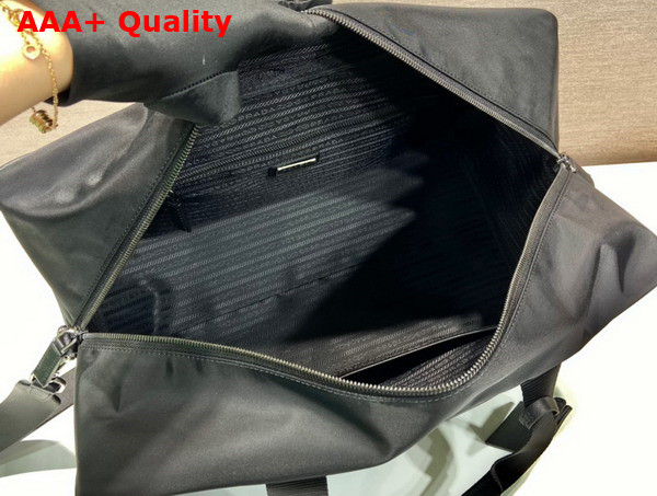 Prada Re Nylon and Saffiano Leather Duffle Bag in Black Replica