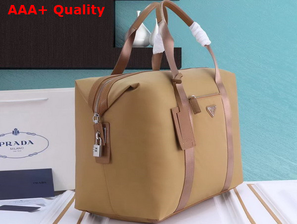 Prada Re Nylon and Saffiano Leather Duffle Bag in Tobacco 2VC796 Replica