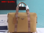 Prada Re Nylon and Saffiano Leather Duffle Bag in Tobacco 2VC796 Replica