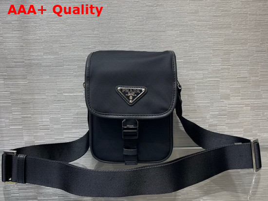 Prada Re Nylon and Saffiano Leather Shoulder Bag in Black 2VD043 Replica