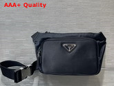 Prada Re Nylon and Saffiano Leather Shoulder Bag in Black 2VH128 Replica