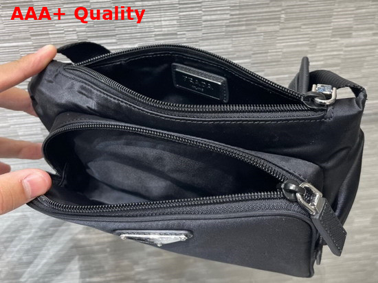 Prada Re Nylon and Saffiano Leather Shoulder Bag in Black 2VH128 Replica