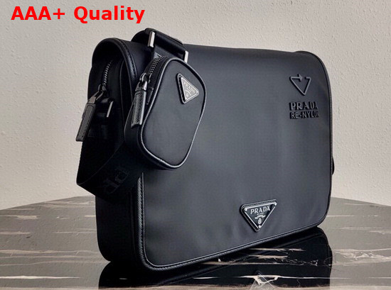 Prada Re Nylon and Saffiano Leather Shoulder Bag in Black 2VD039 Replica