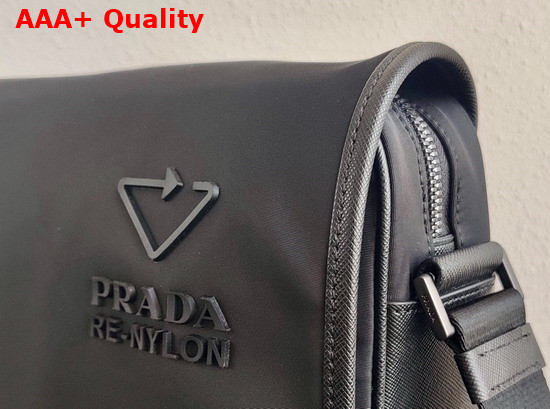 Prada Re Nylon and Saffiano Leather Shoulder Bag in Black 2VD039 Replica