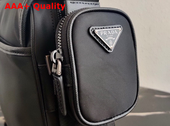 Prada Re Nylon and Saffiano Leather Shoulder Bag in Black 2VD039 Replica