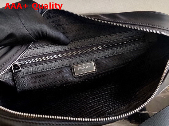 Prada Re Nylon and Saffiano Leather Shoulder Bag in Black 2VD039 Replica