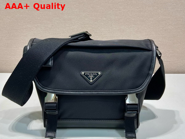 Prada Re Nylon and Saffiano Leather Shoulder Bag in Black 2VD066 Replica