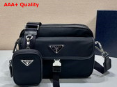 Prada Re Nylon and Saffiano Leather Shoulder Bag in Black 2VH133 Replica