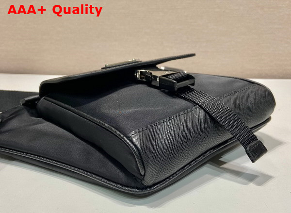 Prada Re Nylon and Saffiano Leather Shoulder Bag in Black 2VH160 Replica