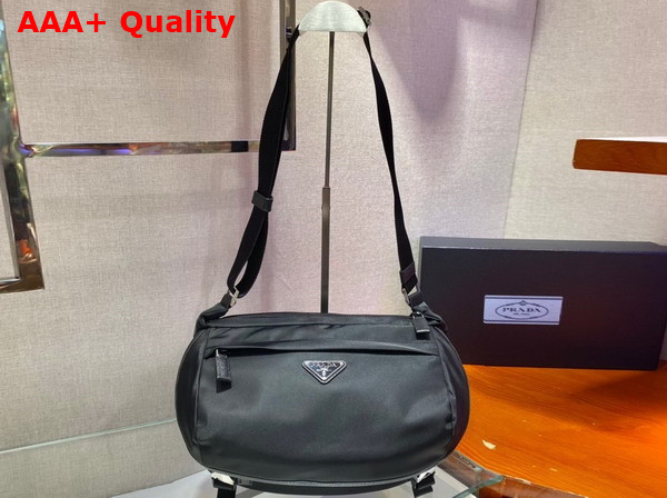 Prada Re Nylon and Saffiano Leather Shoulder Bag in Black 2VH994 Replica