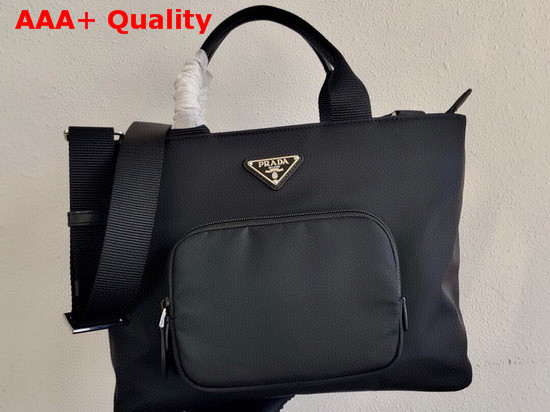 Prada Re Nylon and Saffiano Leather Small Tote Bag in Black Replica