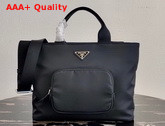 Prada Re Nylon and Saffiano Leather Small Tote Bag in Black Replica