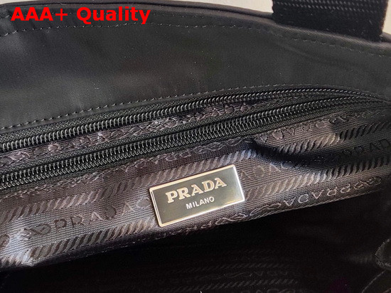 Prada Re Nylon and Saffiano Leather Small Tote Bag in Black Replica