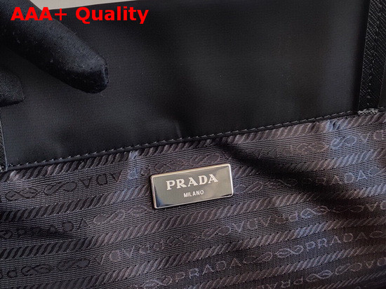 Prada Re Nylon and Saffiano Leather Tote Bag in Black Replica