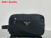 Prada Re Nylon and Saffiano Leather Travel Pouch in Black 2NA819 Replica