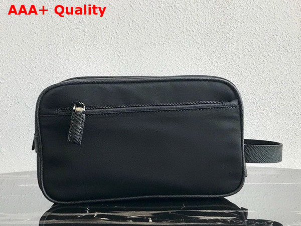 Prada Re Nylon and Saffiano Leather Travel Pouch in Black 2NA819 Replica