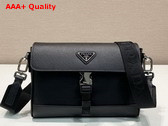 Prada Re Nylon and Saffiano Shoulder Bag in Black 2VD053 Replica