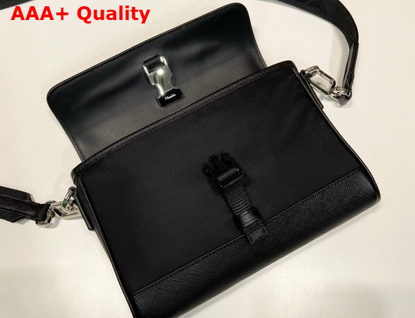 Prada Re Nylon and Saffiano Shoulder Bag in Black 2VD053 Replica