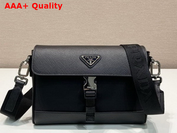 Prada Re Nylon and Saffiano Shoulder Bag in Black 2VD053 Replica