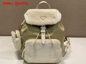 Prada Re Nylon and Shearling Backpack in Beige 1BZ074 Replica