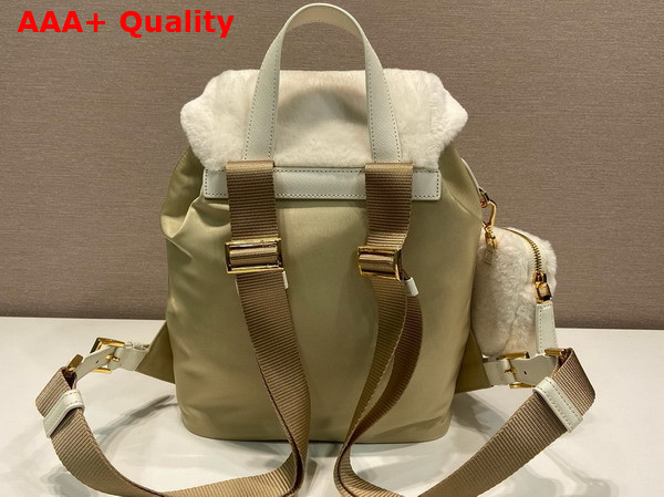 Prada Re Nylon and Shearling Backpack in Beige 1BZ074 Replica