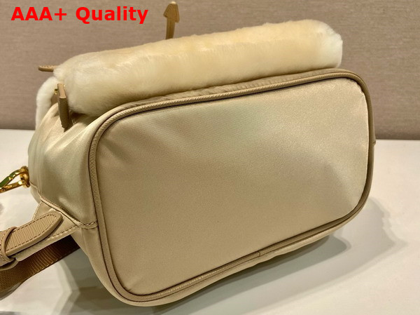 Prada Re Nylon and Shearling Backpack in Desert Beige 1BZ074 Replica