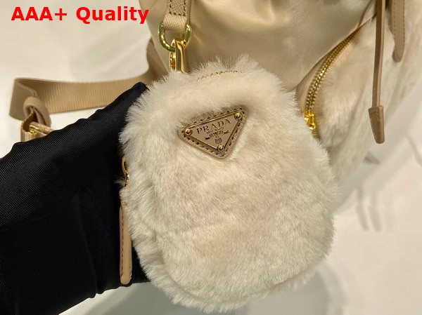 Prada Re Nylon and Shearling Backpack in Desert Beige 1BZ074 Replica