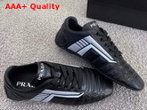 Prada Rev Leather Sneakers Black and Gray Replica