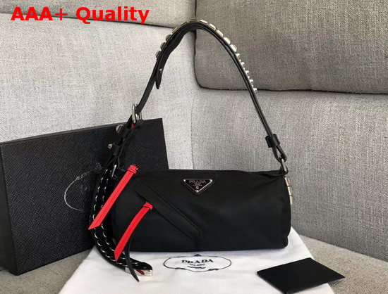 Prada Roller Shoulder Bag in Black Nylon and Leather Replica