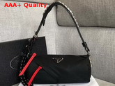 Prada Roller Shoulder Bag in Black Nylon and Leather Replica