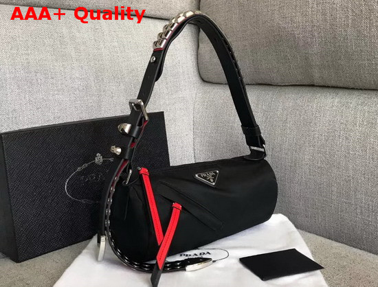 Prada Roller Shoulder Bag in Black Nylon and Leather Replica