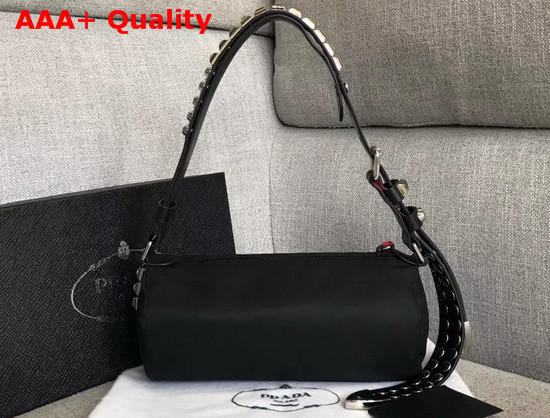 Prada Roller Shoulder Bag in Black Nylon and Leather Replica