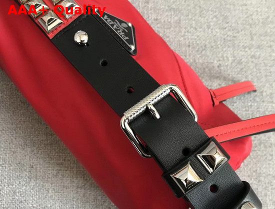 Prada Roller Shoulder Bag in Red Nylon and Black Leather Replica