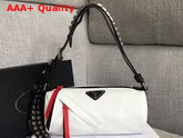 Prada Roller Shoulder Bag in White Nylon and Black Leather Replica