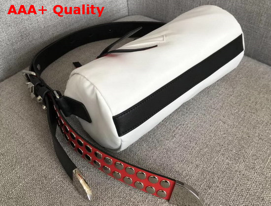 Prada Roller Shoulder Bag in White Nylon and Black Leather Replica