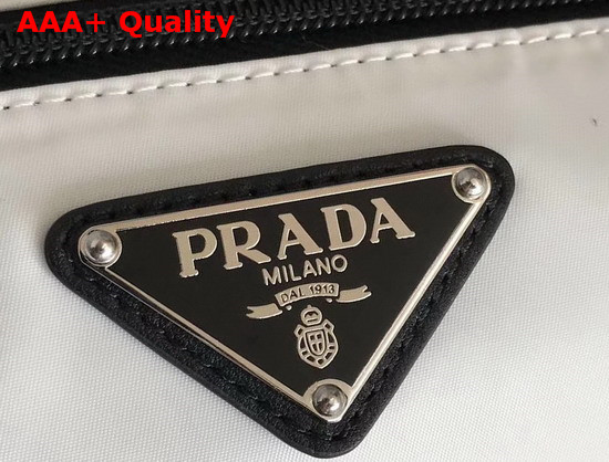 Prada Roller Shoulder Bag in White Nylon and Black Leather Replica