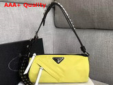 Prada Roller Shoulder Bag in Yellow Nylon and Black Leather Replica