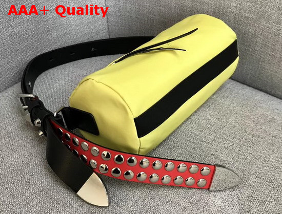 Prada Roller Shoulder Bag in Yellow Nylon and Black Leather Replica