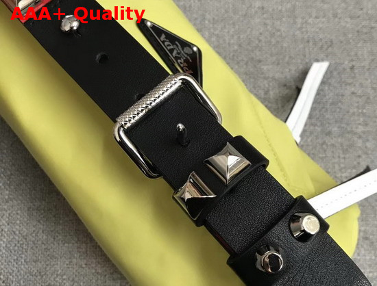 Prada Roller Shoulder Bag in Yellow Nylon and Black Leather Replica