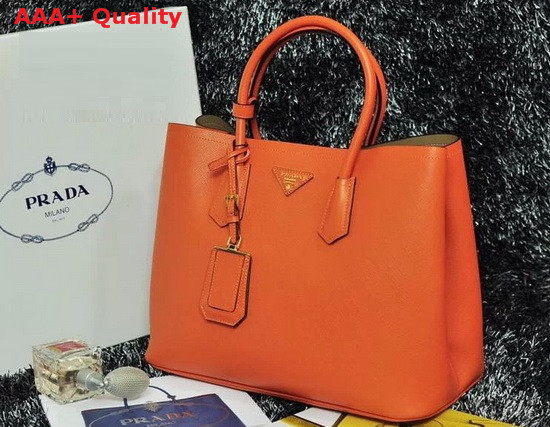 Prada Saffiano Cuir Leather Tote in Orange Replica