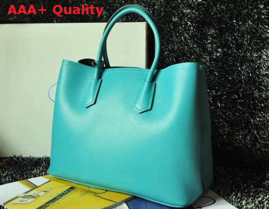 Prada Saffiano Cuir Leather Tote in Turquoise Replica