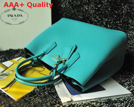 Prada Saffiano Cuir Leather Tote in Turquoise Replica