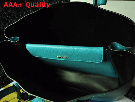 Prada Saffiano Cuir Leather Tote in Turquoise Replica