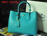 Prada Saffiano Cuir Leather Tote in Turquoise Replica