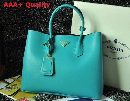 Prada Saffiano Cuir Leather Tote in Turquoise Replica