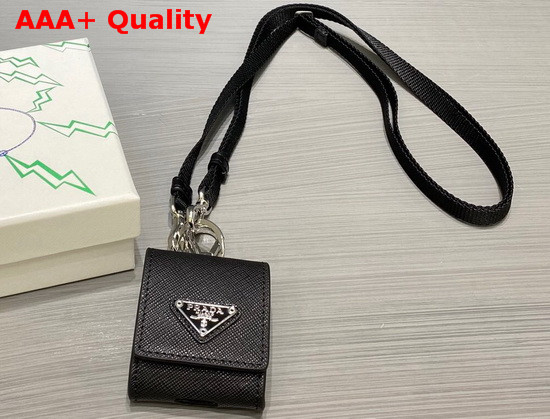 Prada Saffiano Leather Airpods Case in Black Replica